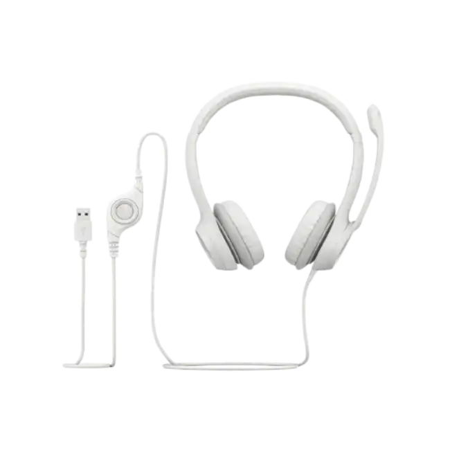 Logitech H390 Wired Headset for PC/Laptop, Off-white - Auricular - en oreja - cableado - USB-A - blanco hueso-2