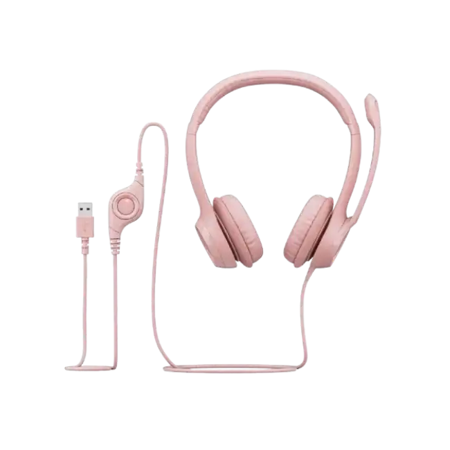 Logitech H390 Wired Headset for PC/Laptop, Rose - Auricular - en oreja - cableado - USB-A - rosa