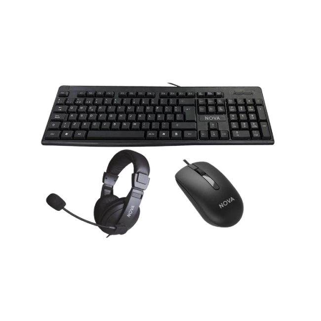 TECLADO MOUSE Y HEADSET NOVA USB KB5982U0002C-2