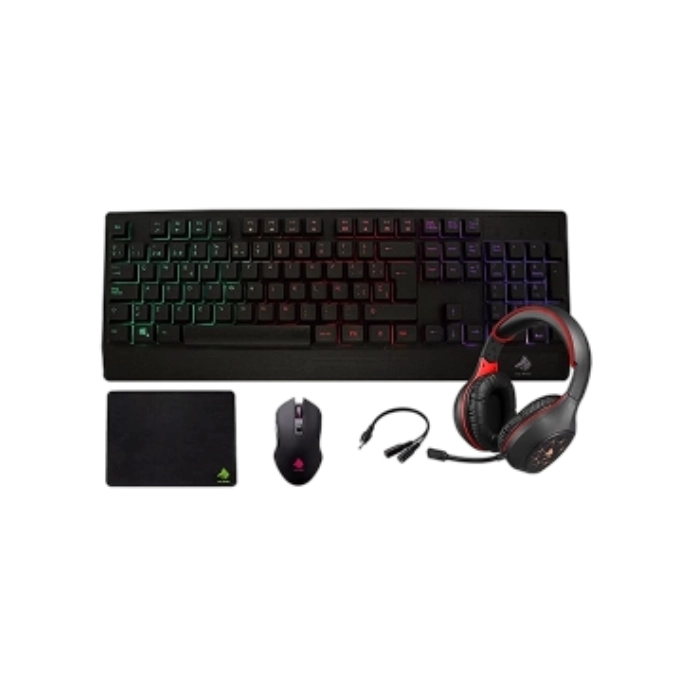 KIT GAMING  EAGLE WARRIOR RHINO 4 IN 1  TECLADO RAINBOW COLOR LETTER BACKLIGHT+ MOUSE + MOUSE PAD+ HEADSET + (KMB302+ MOM636+ FXX24182+ FHS3007)-2