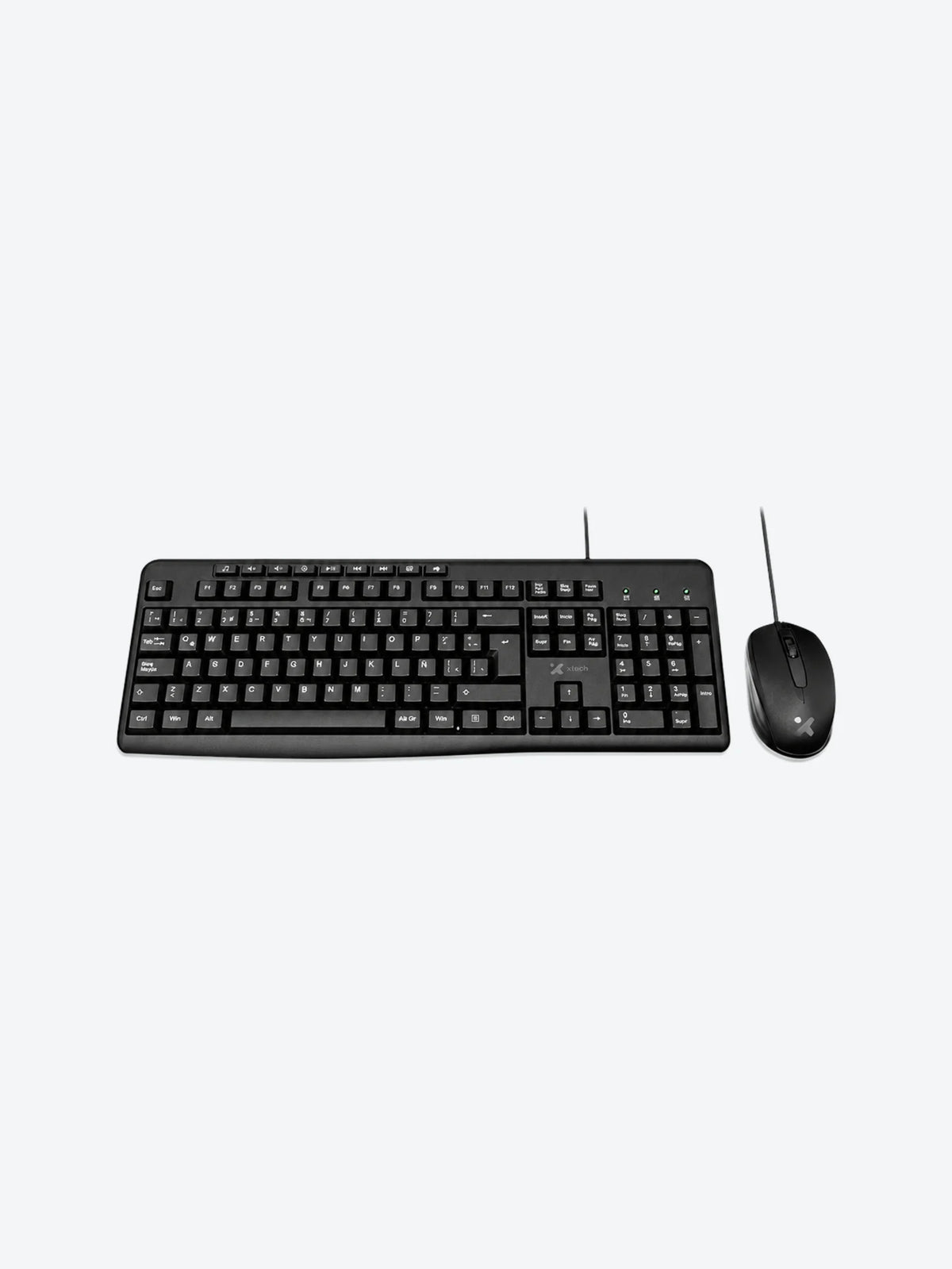 Xtech - Keyboard and mouse set - Wired - Spanish - USB - Black - Multimedia XTK-302S