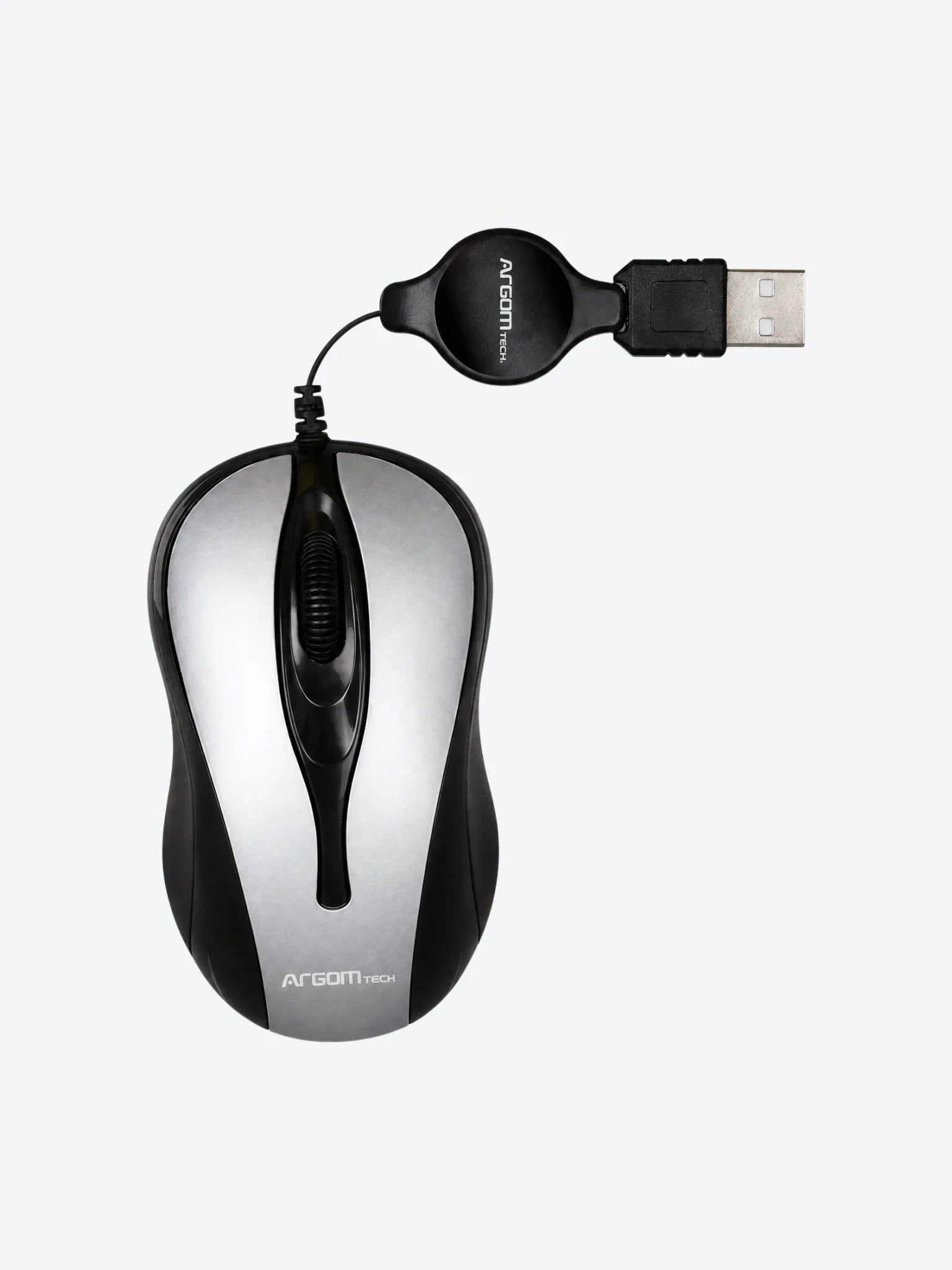 Mouse Argom ARG-MS-0008GR Optico UBS Retractil 1000 DPI Color Gris