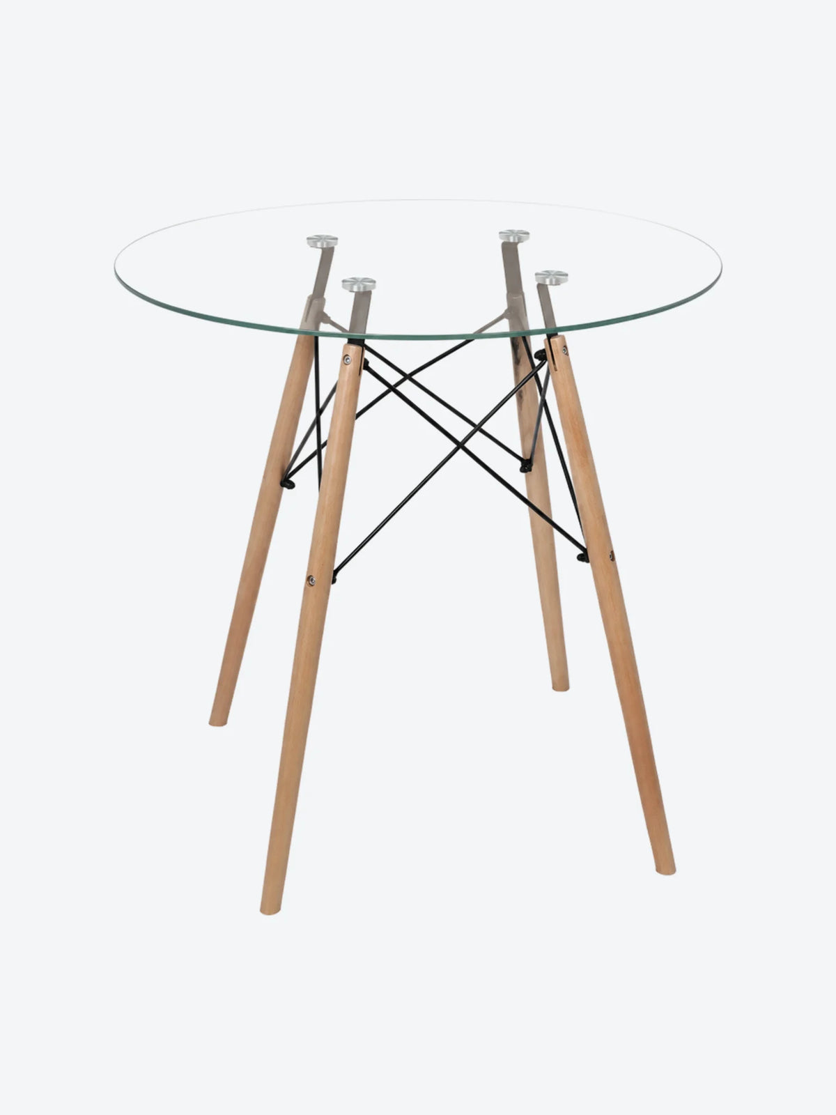 MESA 100X100X72 VIDRIO-MADERA TRANSPARENTE BASIC LIVING