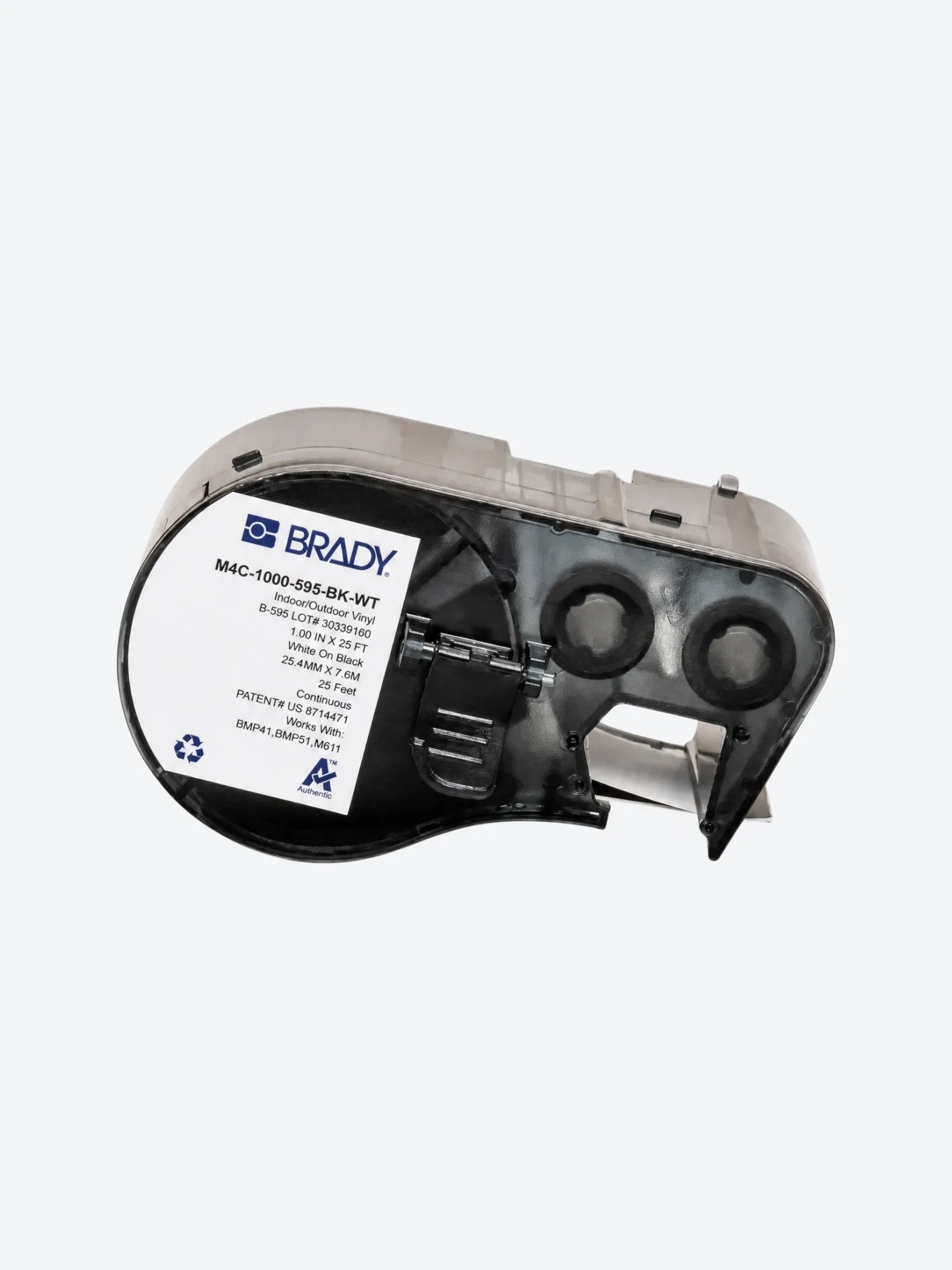 Cartucho de Etiquetas Brady M4C-1000-595-WT-BK Continuas de Vinil 1" x 25 Pies Negro S/ Blanco