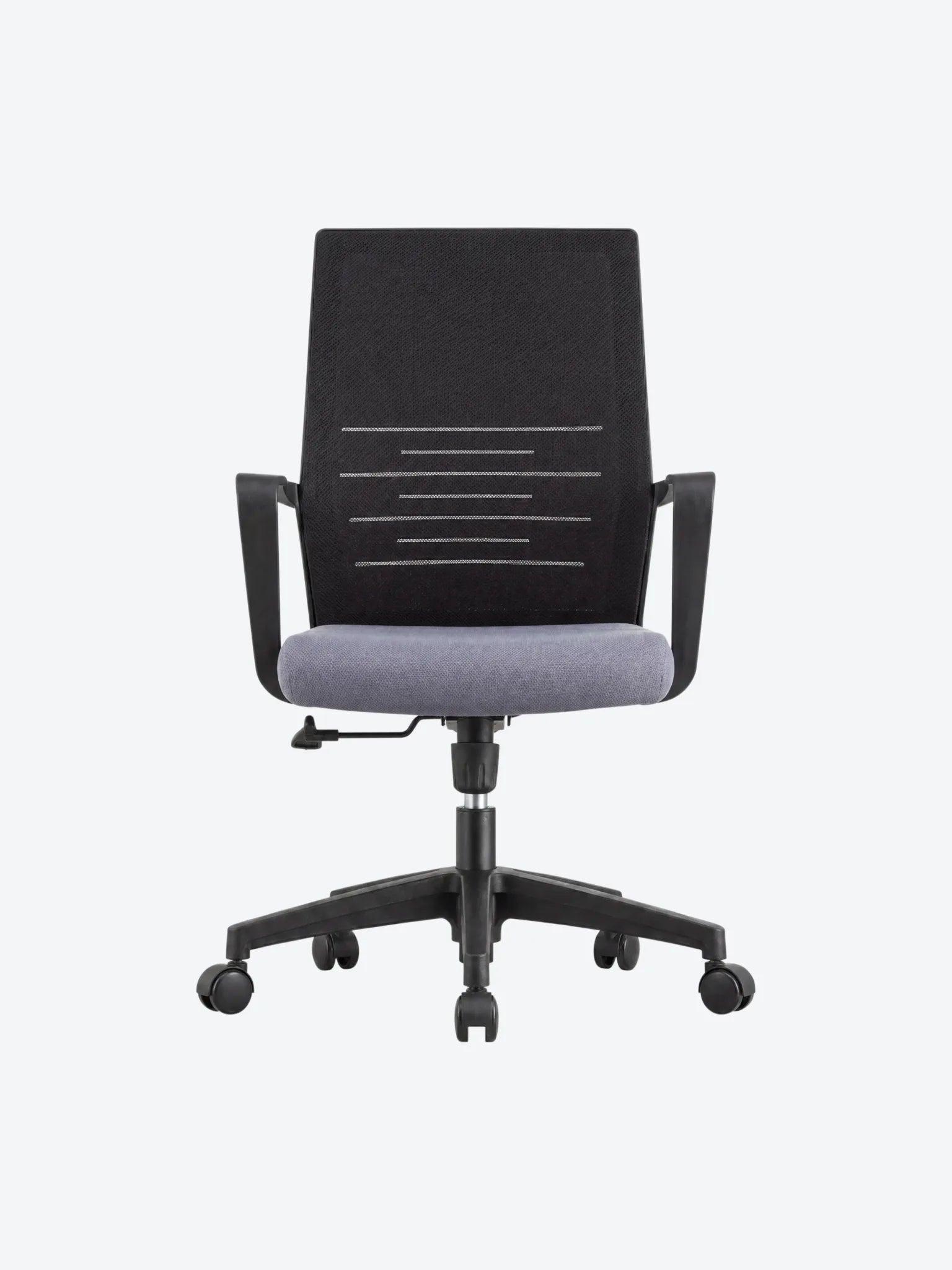 Silla de Oficina MG-ZYY-048 Mesh y Tela Con Respaldo y Reposa Brazo De Color Negro con Asiento Gris-1