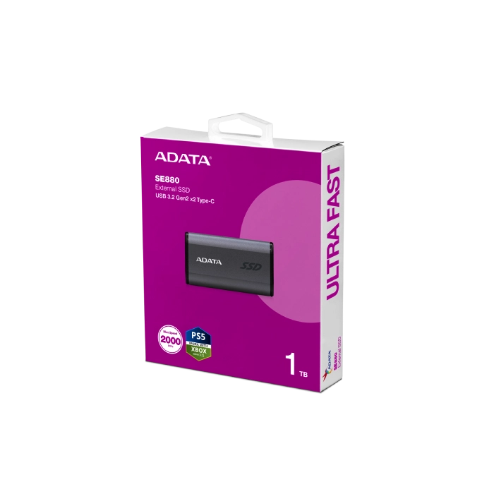 HD SOLIDO EXTERNO 1TB ADATA ELITE SE880 USB 3.2 GEN2x2 TIPO C 2000 MB/S LECTURA 2000 MB/S AELI-SE880-1TCGY-8