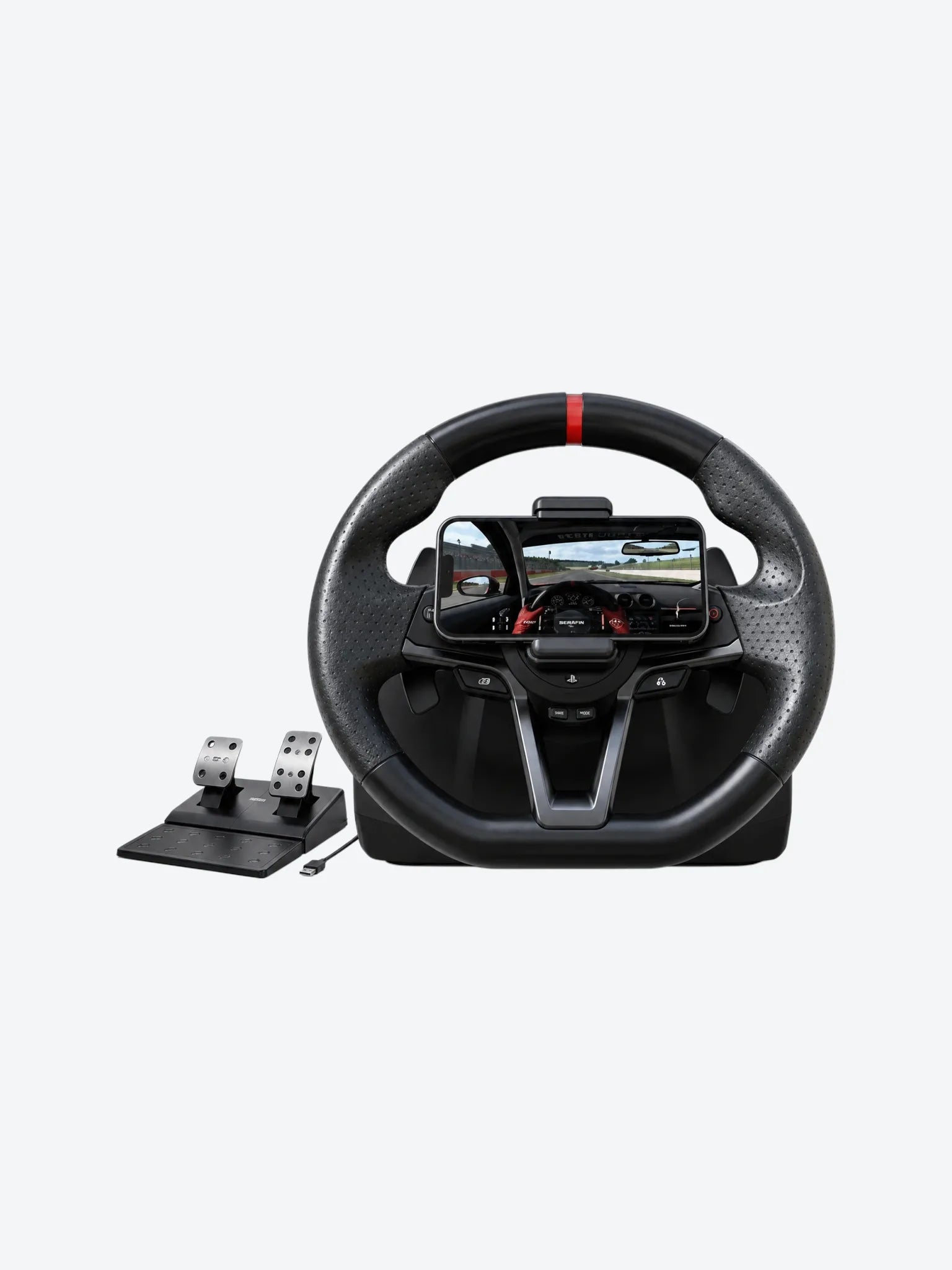 Serafin R1 + Volante y Pedales de Piso Para PS5 PS4 PC Android IOS Color Negro 6359636844026