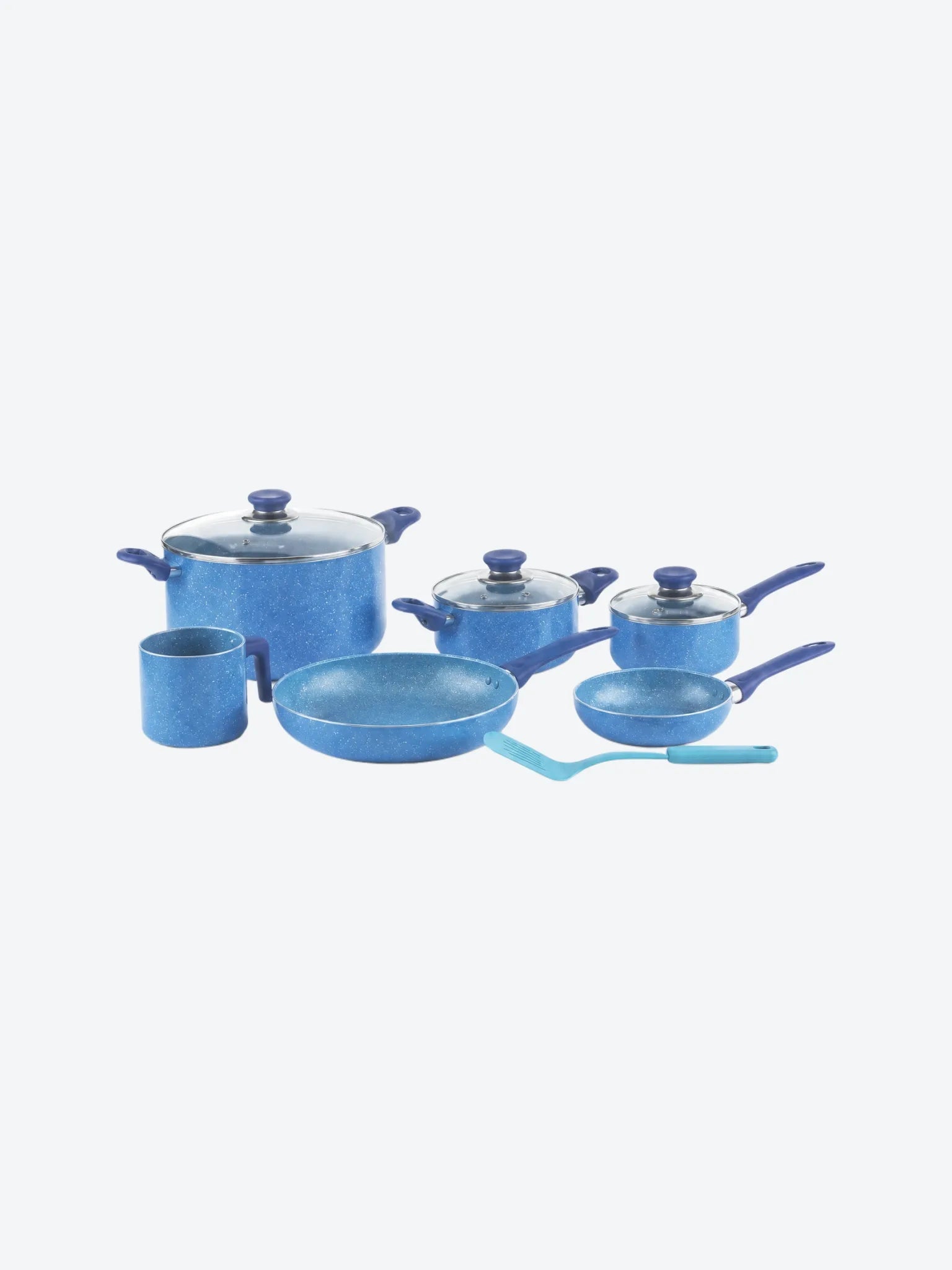 Bateria de Cocina Picca Lazio 10 piezas Color Azul con Puntos Plateados