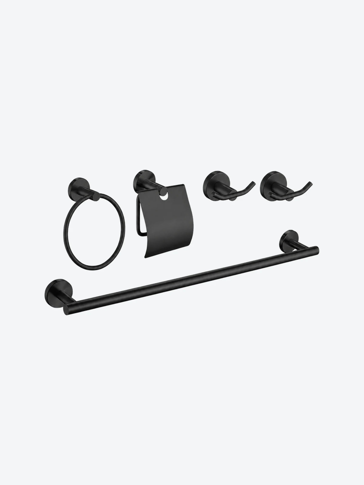 SET DE ACCESORIOS 5 PIEZAS NEGRO MATE AQUA NUOVA DELUXE
