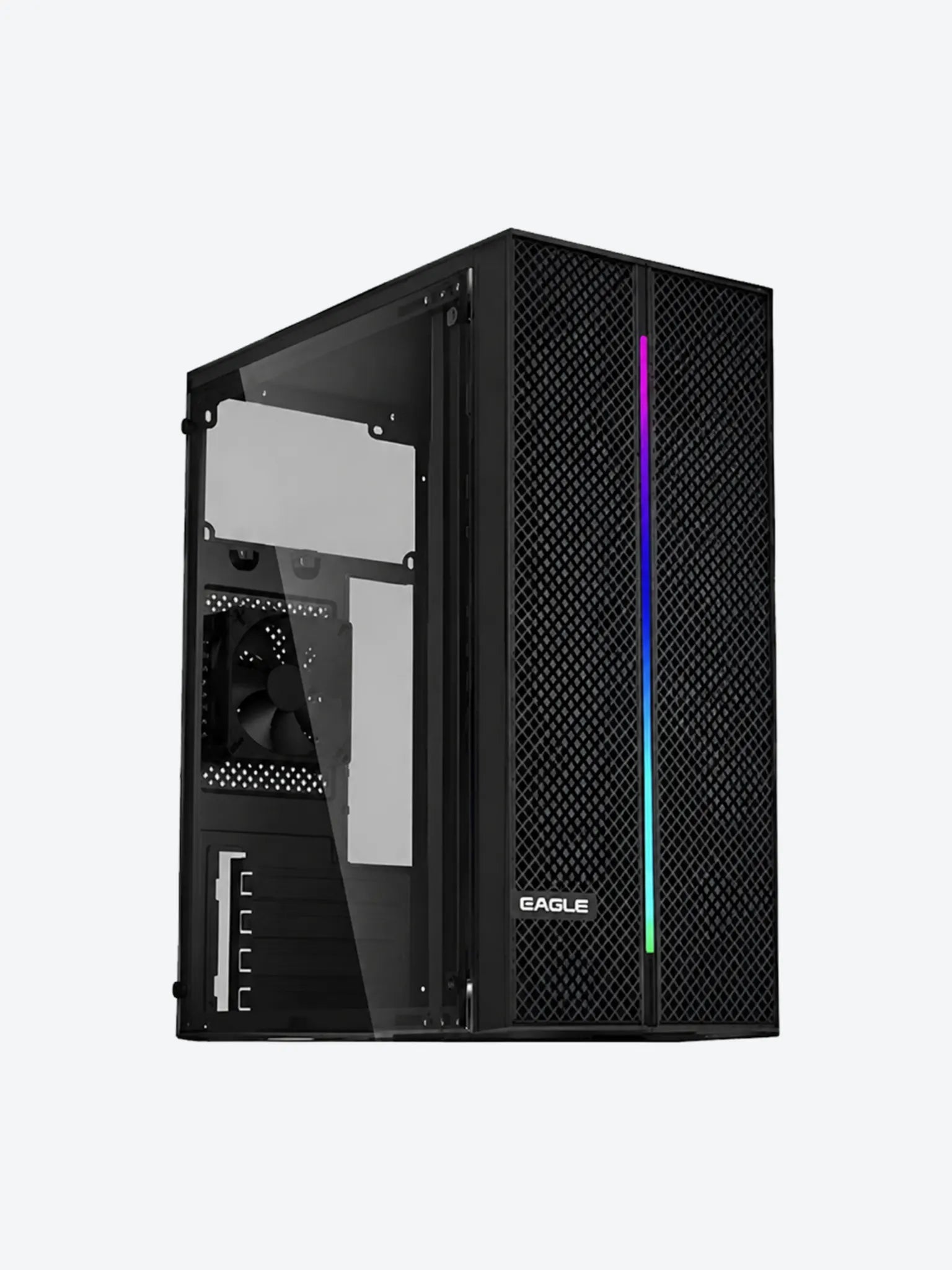 CASE GAMING RGB EAGLE WARRIOR CM26KTRA001C MINI TOWER SIN VENTILACIÓN INCLUIDA CON PANEL ACRÍLICO LATERAL Y BARRA DE LUZ