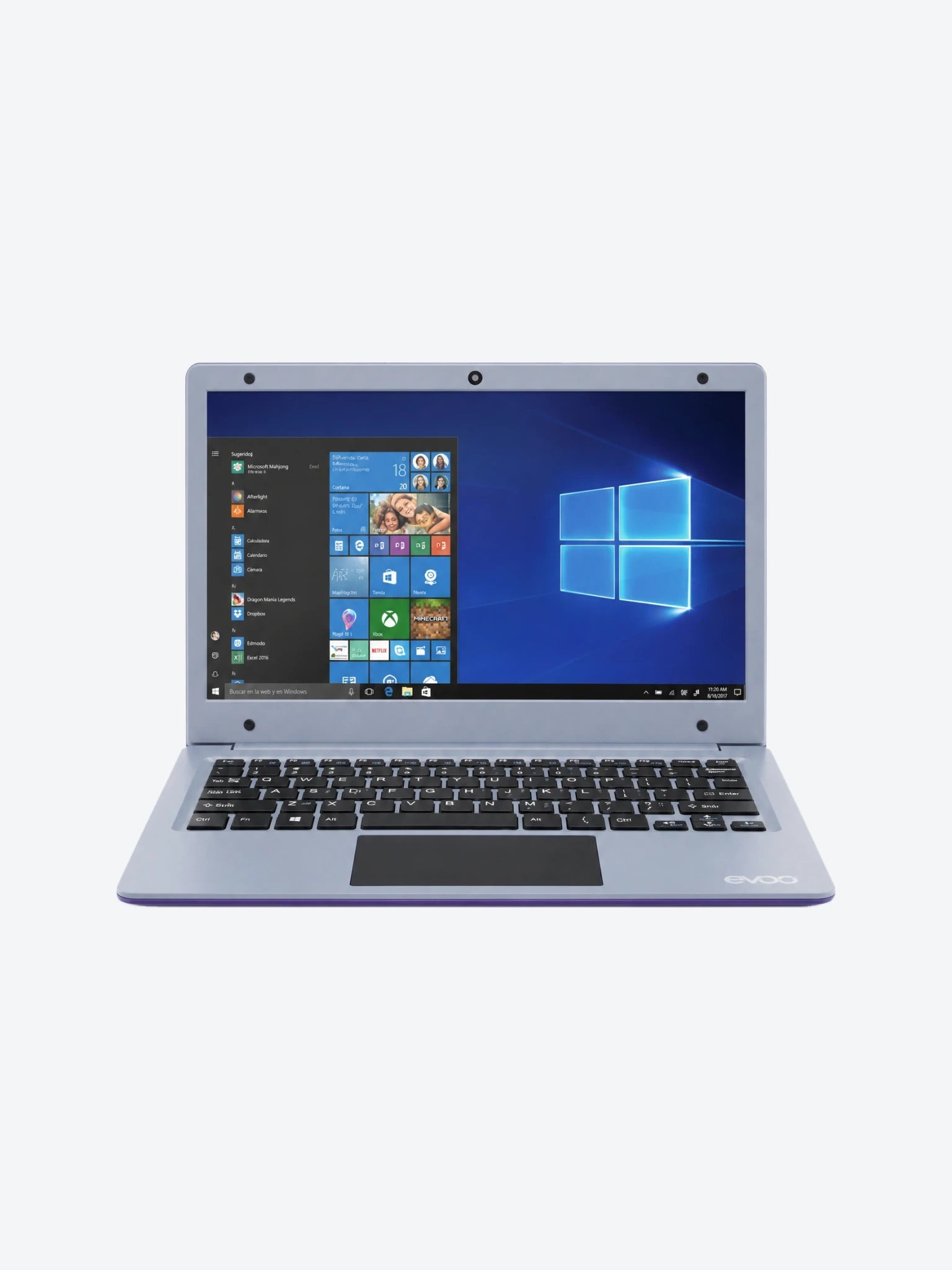 LAPTOP EVOO CELERON DUAL-CORE N4000 1.1GHZ 64GB EMMC 4GB 11.6" 1366X768 W10 S COLOR PURPURA SEMINUEVA
