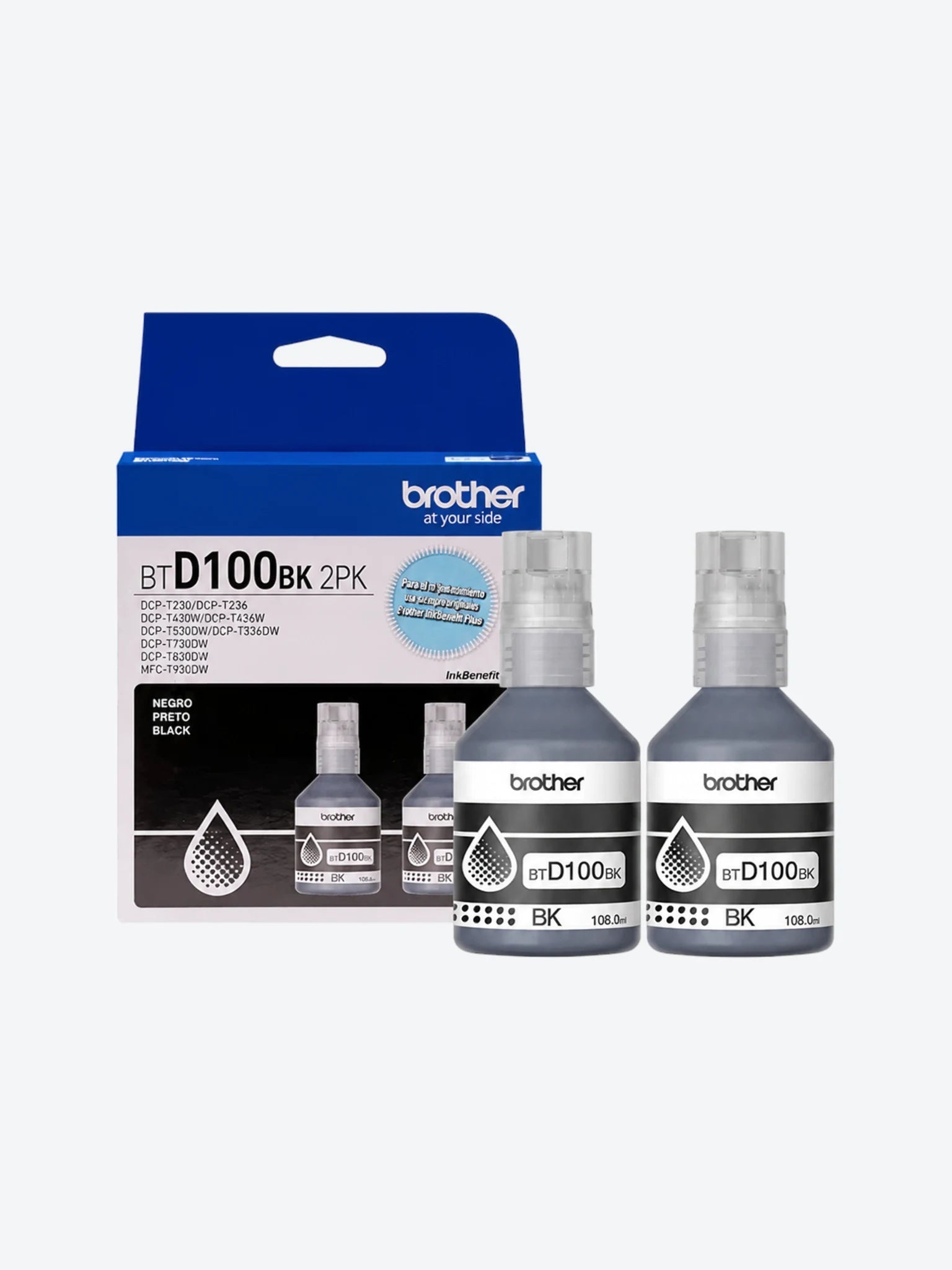 KIT DE TINTA 2 RECARGAS BTD100BK2PKMEX INKBENEFIT NEGRO
