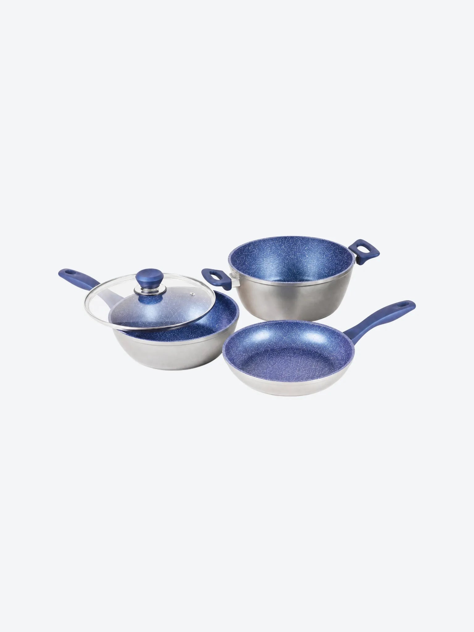 Bateria de Cocina Picca Bari PI009BMG 9 Piezas de Marmol Color Gris con Azul
