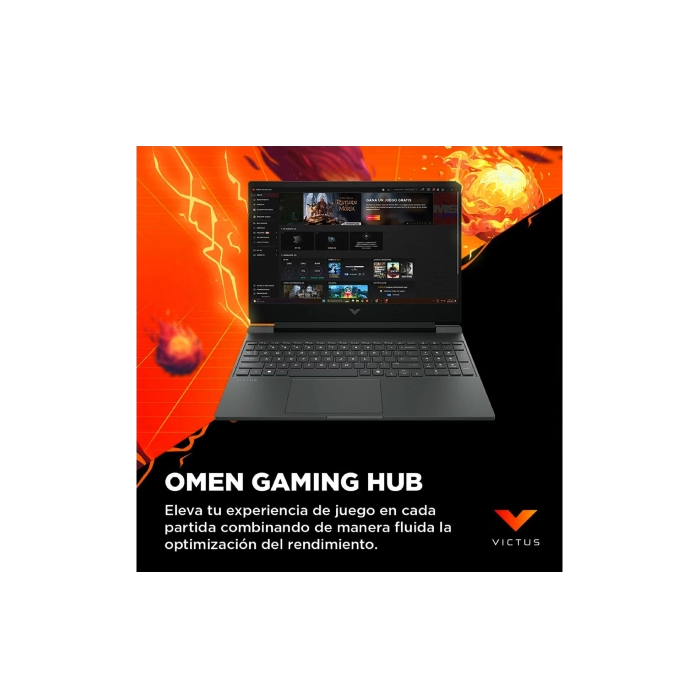 Laptop HP Victus Gaming 15-FB3018LA SPA AMD Ryzen 7 7445HS 512GB SSD 8GB RAM 15.6"1920x1080 WIN 11 Home  RTX3050 Color Negro-10
