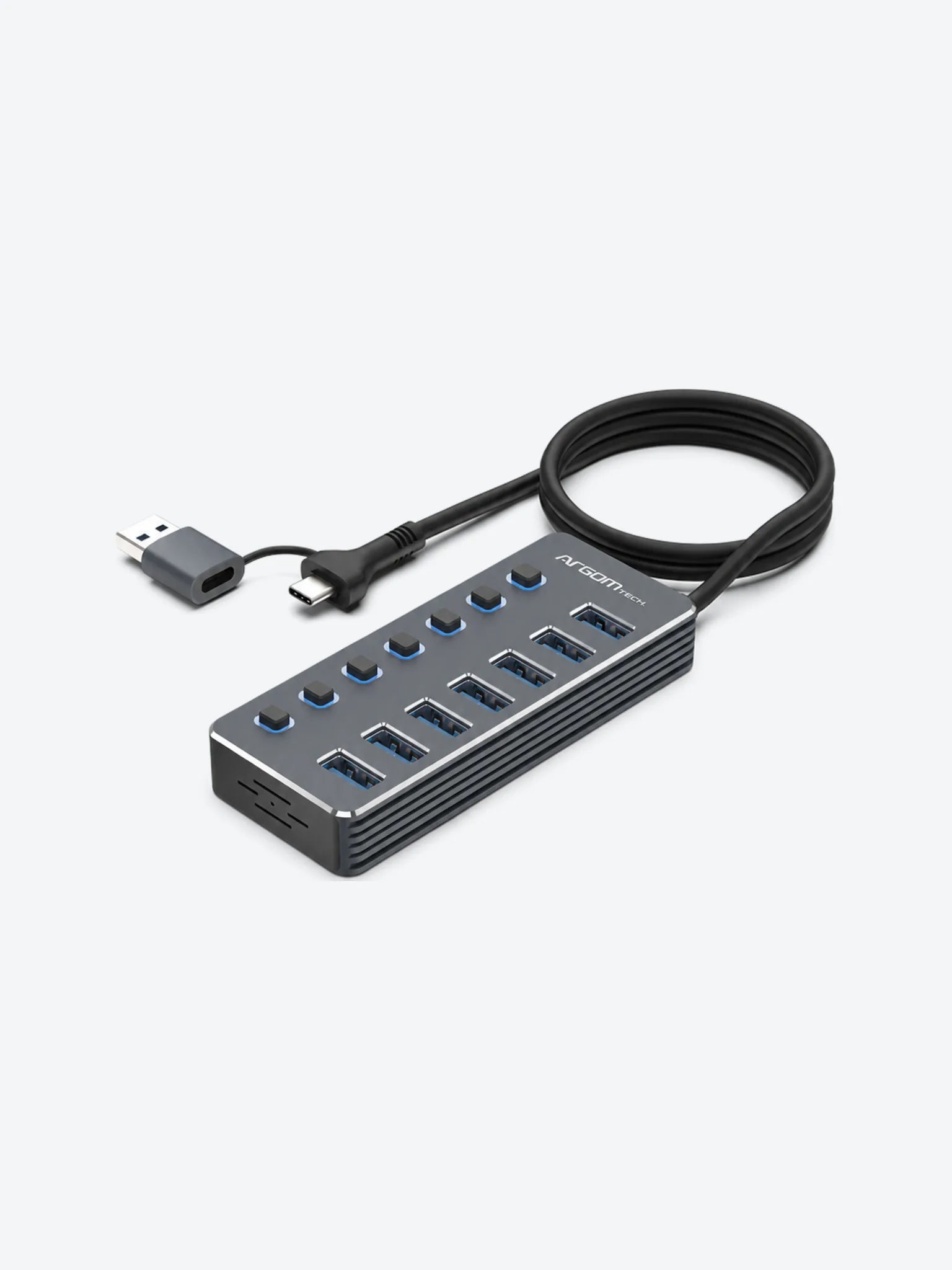HUB USB A+C CON 7 PUERTOS USB 3.0 INTERRUPTOR ON/OFF 5GBPS CON CABLE DE 0.5MTS