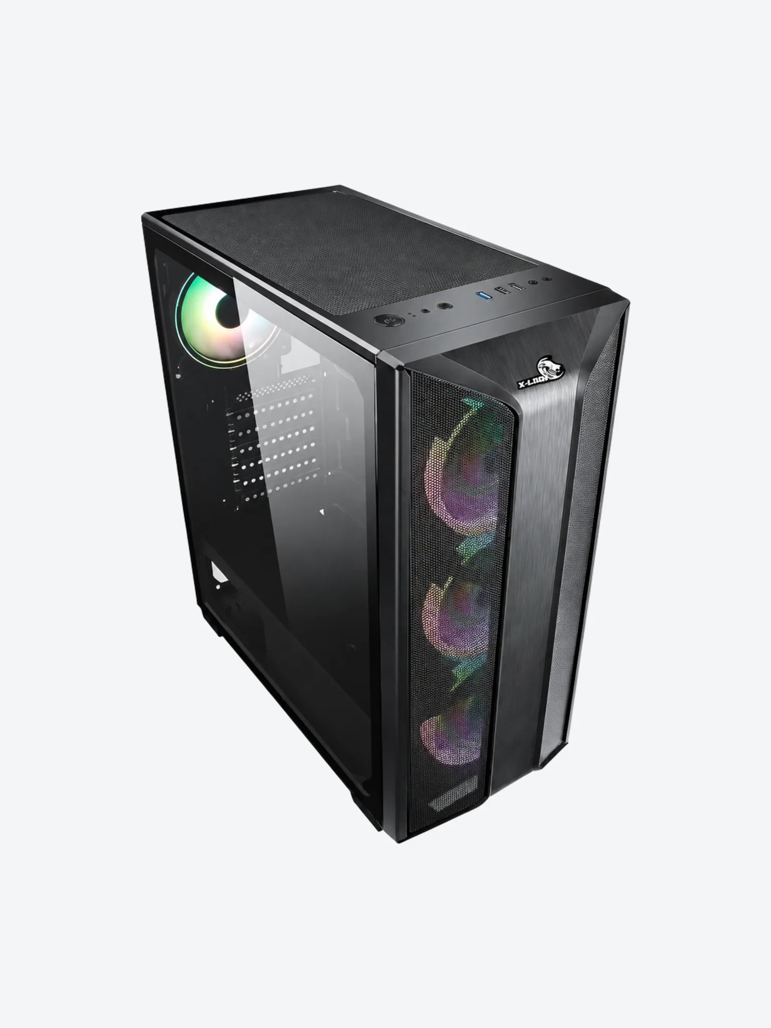 CASE X-LION H2-510 TEMPERED  GLASS SIDE PANEL + 3 12CM FANS USB2.0*2 + USB3.0*1 + HD AUDIO