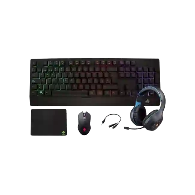 Kit Gaming Eagle Warrior Rhino 5en1 Teclado Rainbow color+ letter Backlight keyboard + Mouse 3D6Key Gaming Mouse + Mouse Pad + Headset Gaming-1