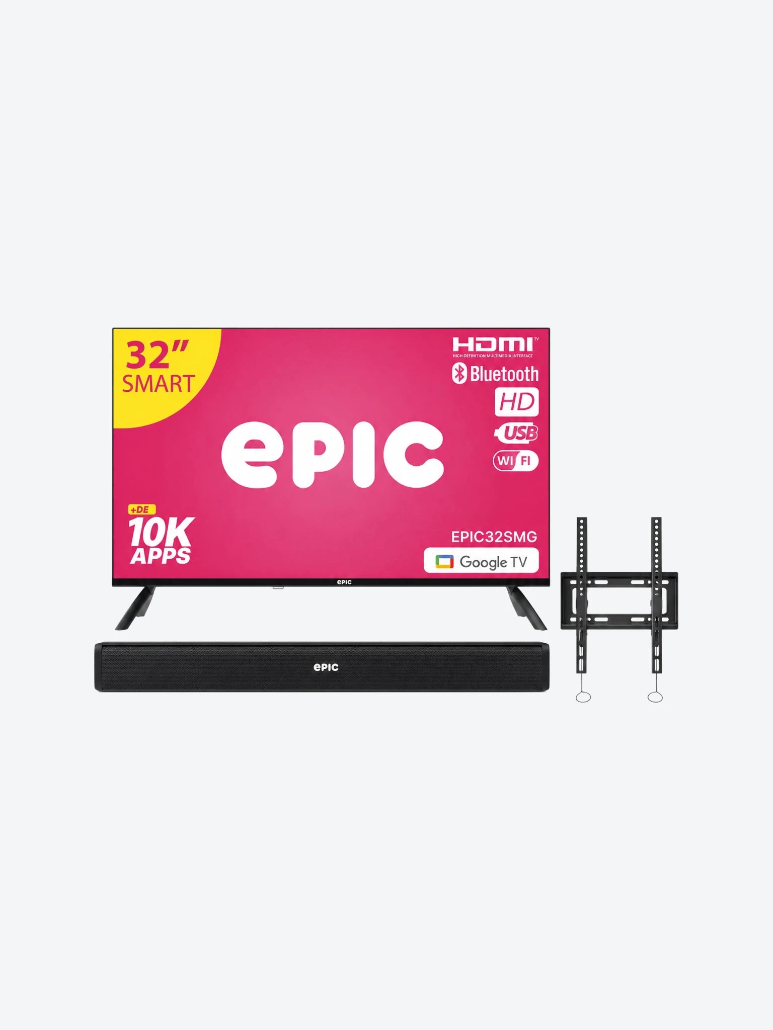 COMBO TV 1 - Televisor Epic 32" Smart + Sound Bar KSB-301 + Bracket-1