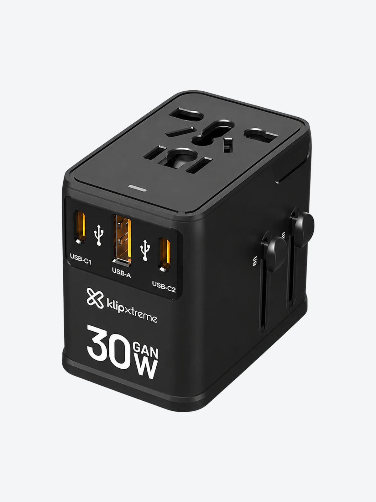 Klip Xtreme - Power converter / charger - 2500 Watt - 10 x 4 pin USB Type A / Power / 2 x 24 pin USB-C - Laptop / Macbooks / Notebook / Cellular phone / Tablet - Wall - Para Smartphones, tablets, small devices - Universal 30W USB-C