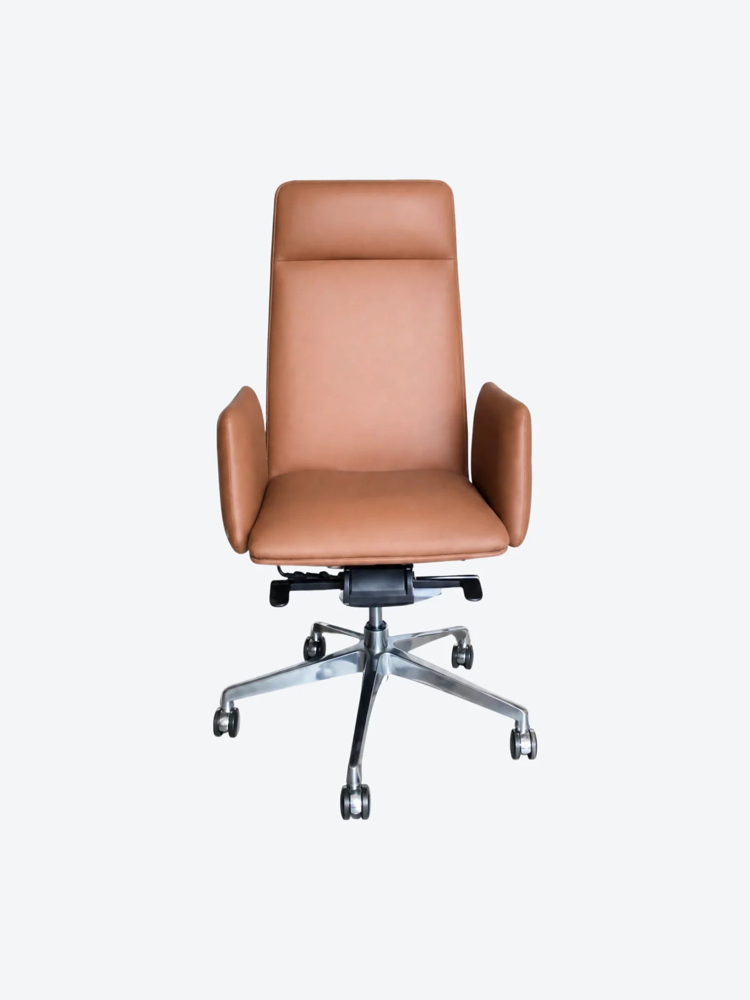 Silla de Cuerina MG-PY-002-A1-PU Esponja de Alta Densidad Base de Aluminio Color Café-1