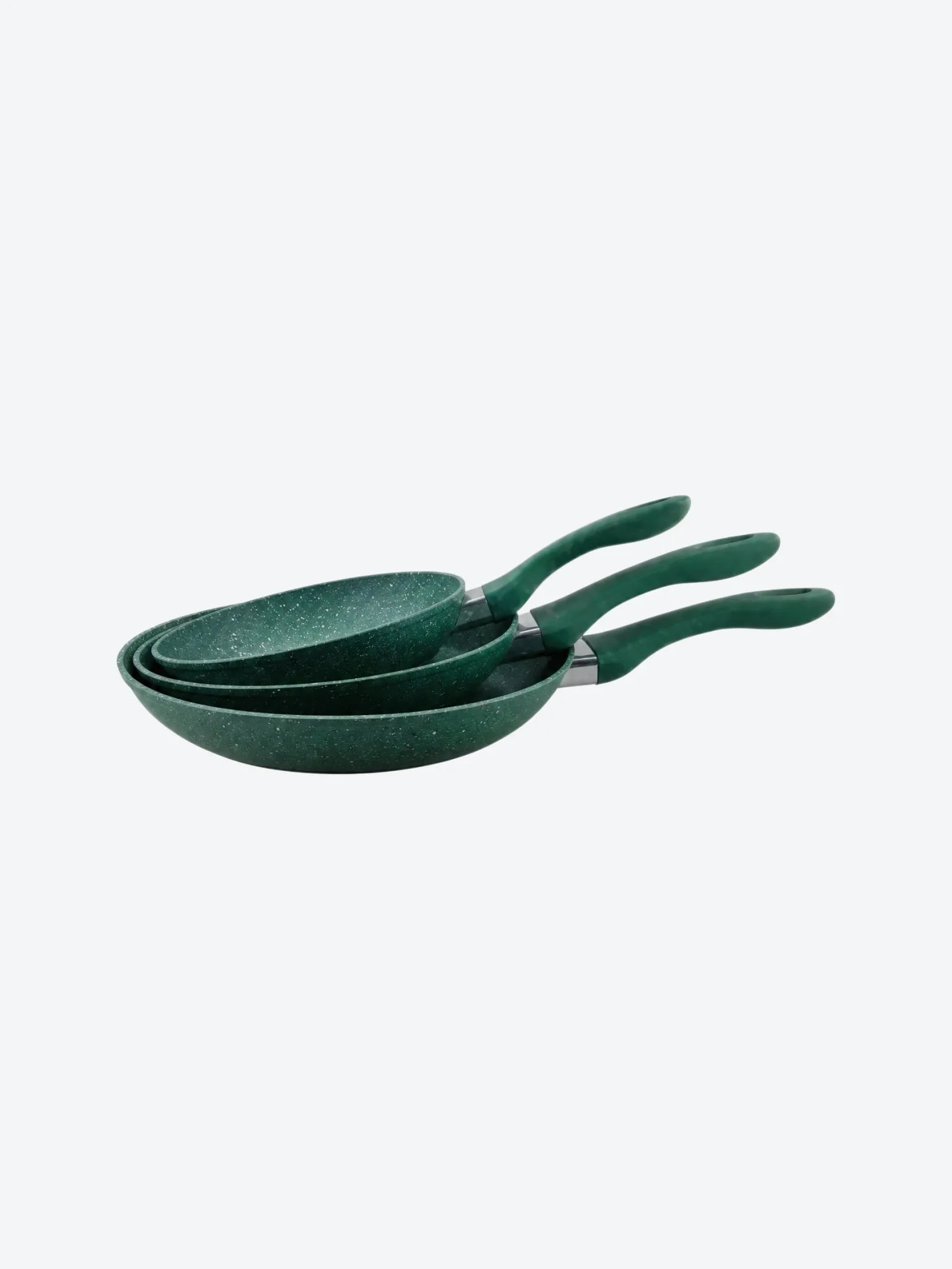 Juego de Sartenes Picca Potenza PI003SSMV 20 - 24 - 28 Cms Antiadherente Marmol Color Verde-1