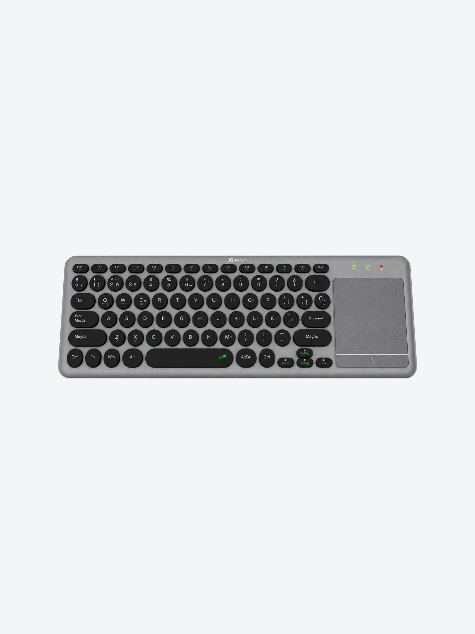 Teclado Klip Xtreme  KCK-550S KeyGlider Inalámbrico USB y BT Español Color Gris