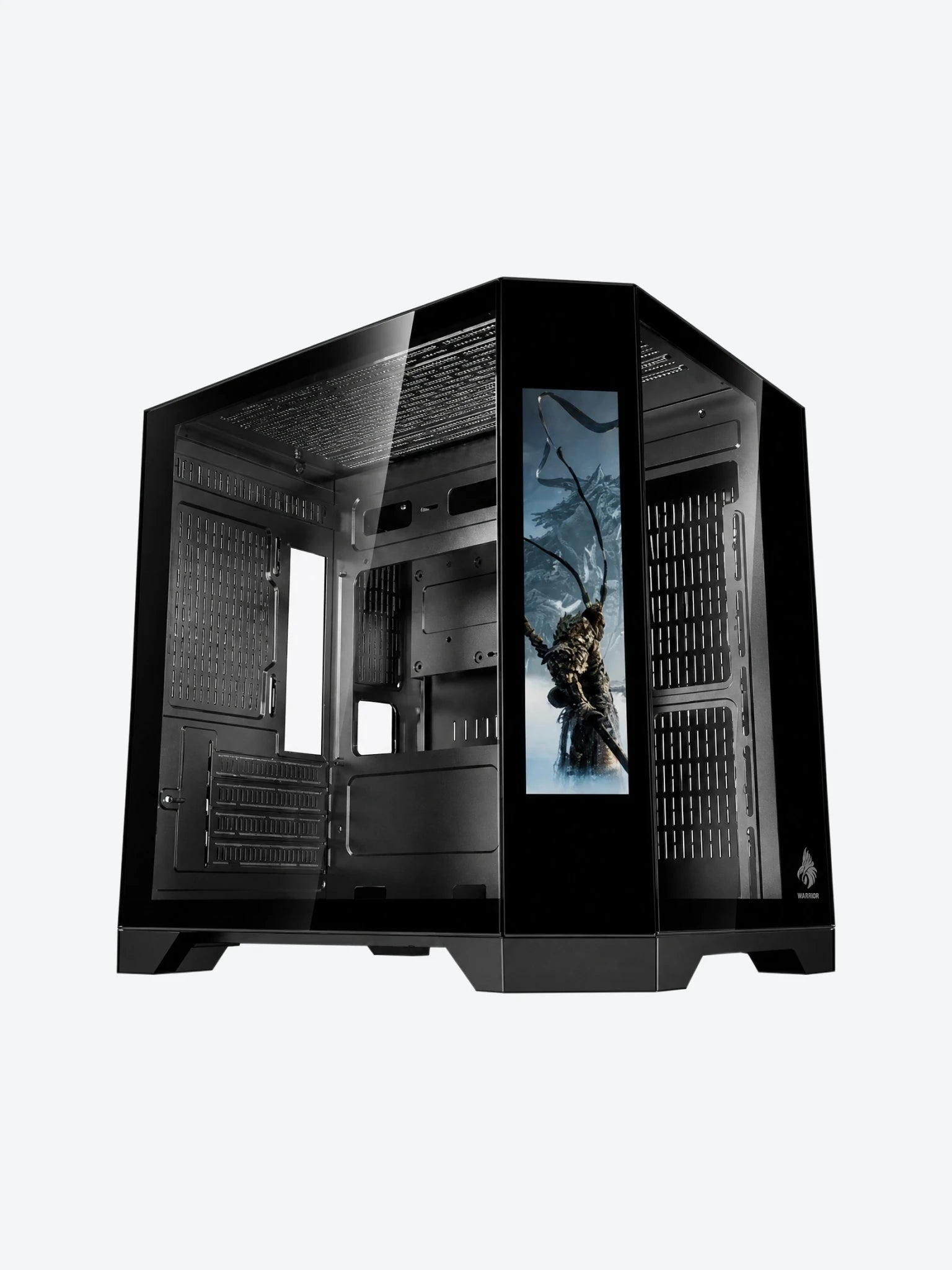Case Eagle WARRIOR CG-01KV CG01KVRA001C Mini Tower sin Ventilacion Incluida con Vidrio Templado Lateral sin Fuente con Pantalla de 9.16" Color Negro-1