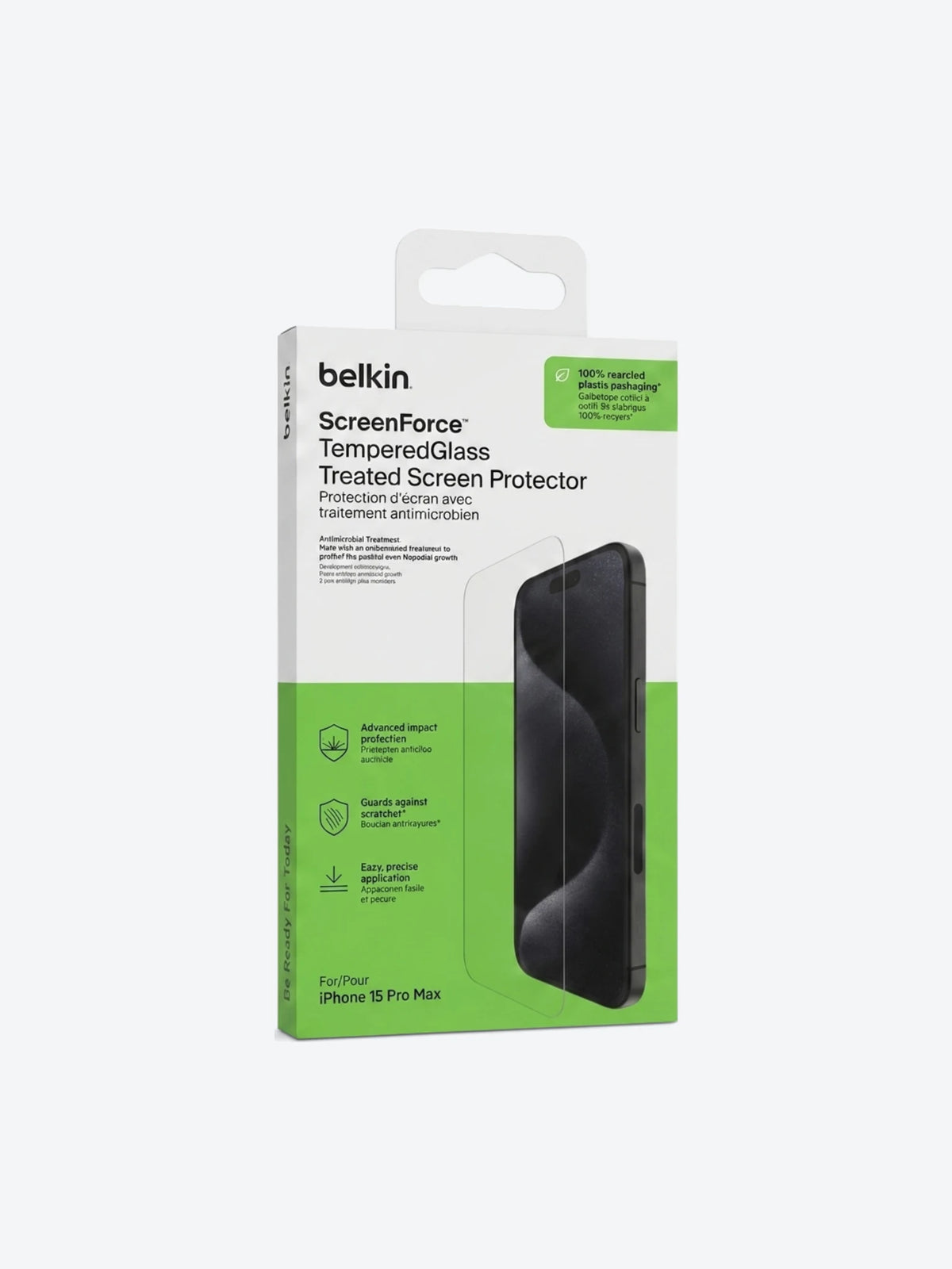 Belkin ScreenForce - Protector de pantalla para telefono movil - tratado - cristal - para Apple iPhone 15