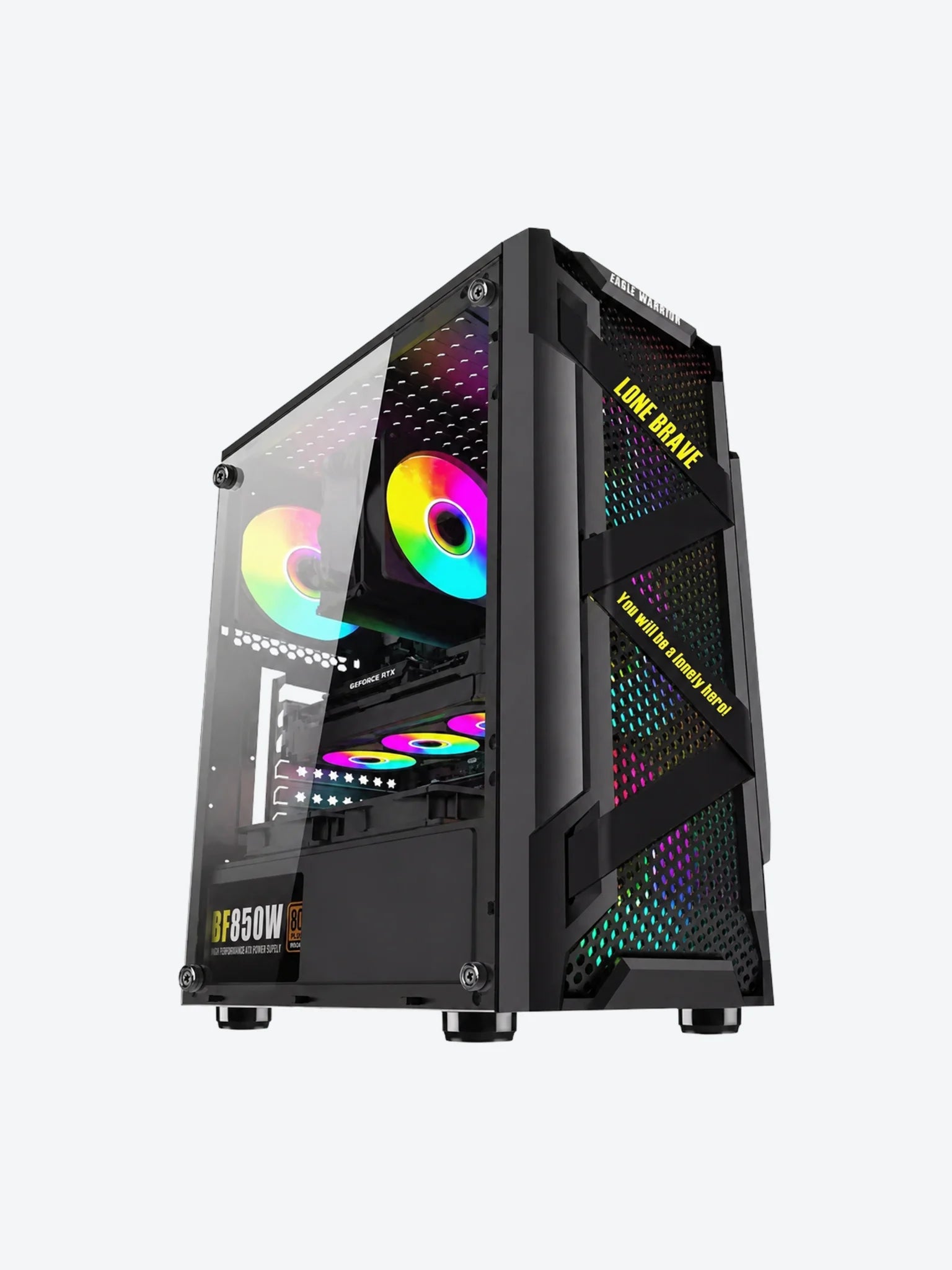CASE RGB EAGLE WARRIOR CG08Q3RA003C VENTILADORES 3 DE 120MM VIDRIO LATERAL Y MALLA NEGRO