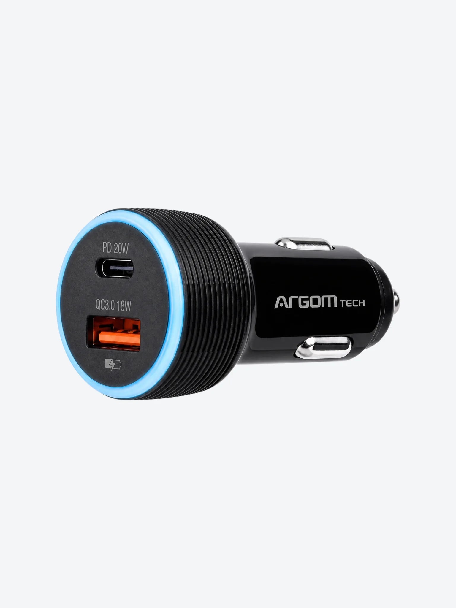 Cargador Dual Rapido Argom ARG-AC-0118BK Tipo C y USB Para Pared 18W Para Auto