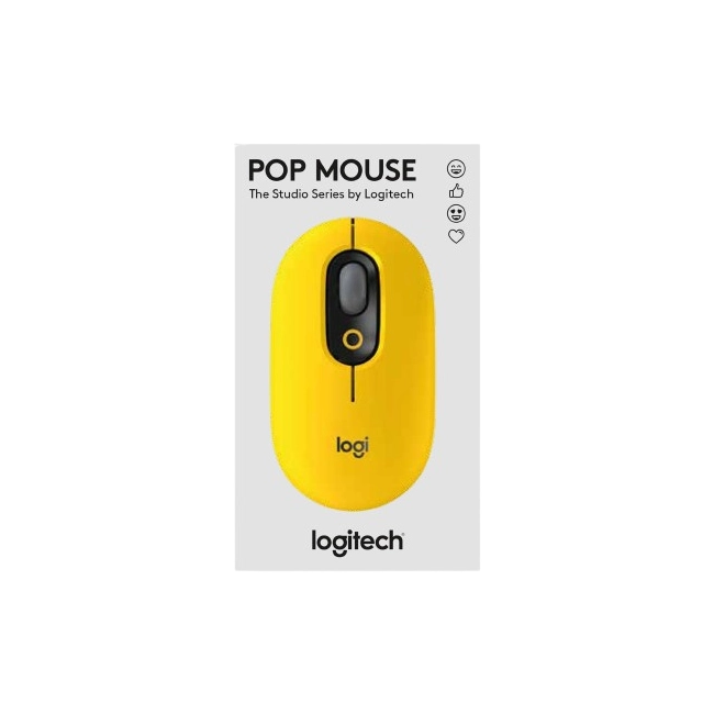 Mouse Logitech Pop Con Emoji Personalizado 4 Botones Inalambrico Bluetooth Color Amarillo-3