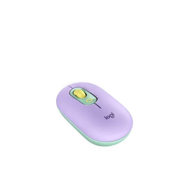 Mouse Logitech Pop Con Emoji Personalizado 4 Botones Inalambrico Bluetooth Color Lila con Menta-1