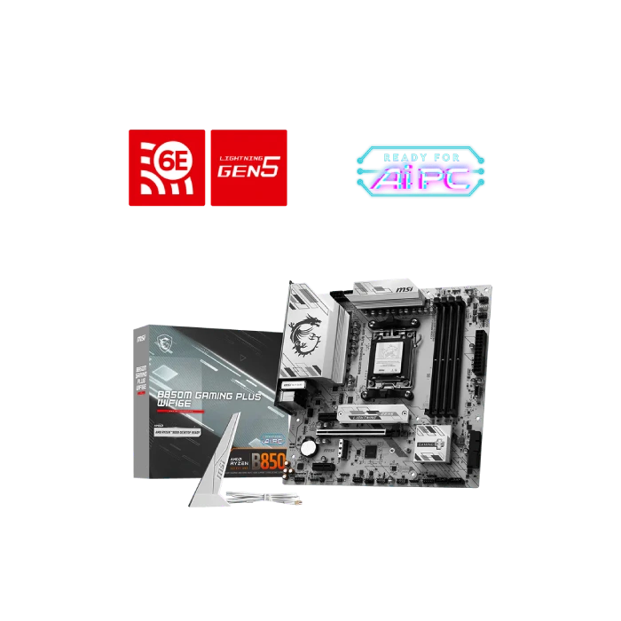 TARJETA MADRE MSI B850M GAMING PLUS WIFI6E AM5 MICRO-ATX DDR5 911-7E81-001 BLANCO-2