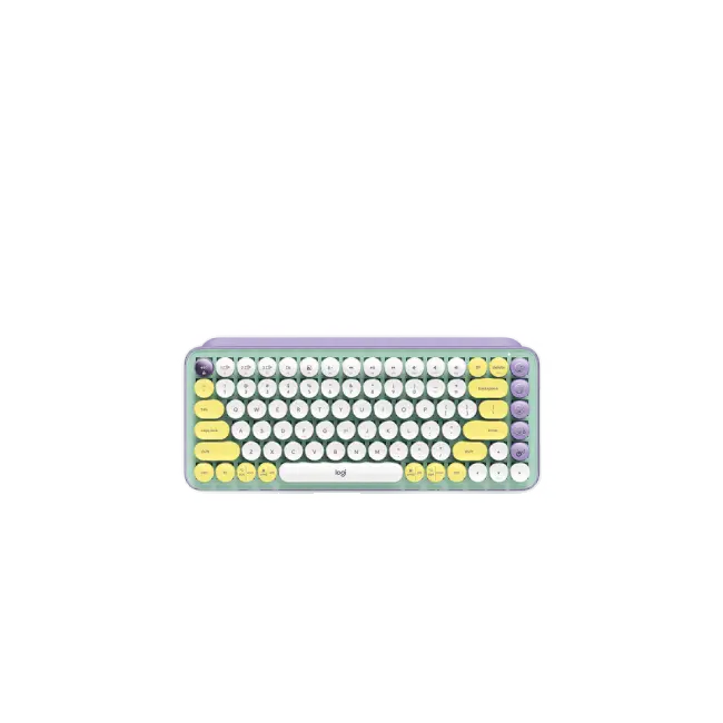Teclado Logitech Pop Keys Inalambrico USB Bluetooth Ergonomico Mecanico Color Lila con Menta-1