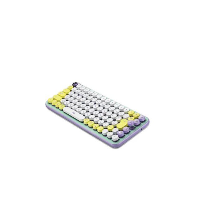 Teclado Logitech Pop Keys Inalambrico USB Bluetooth Ergonomico Mecanico Color Lila con Menta