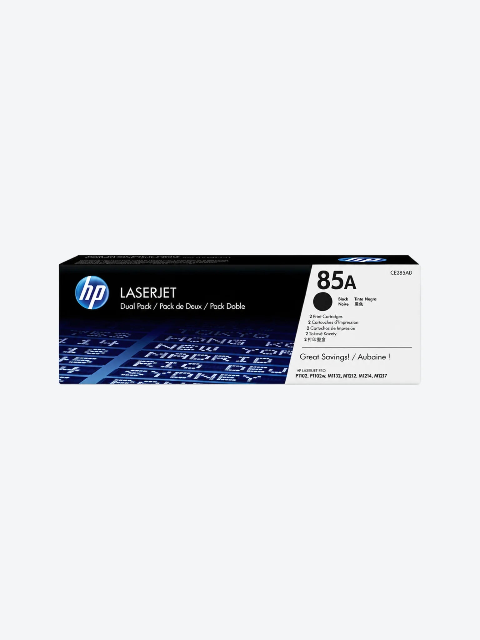 HP 85A - Paquete de 2 - negro - original - LaserJet - cartucho de tóner (CE285AD) - para LaserJet Pro M1132 MFP, M1212nf MFP, M1217nfw MFP, P1102, P1102s, P1102W, P1109, P1109W