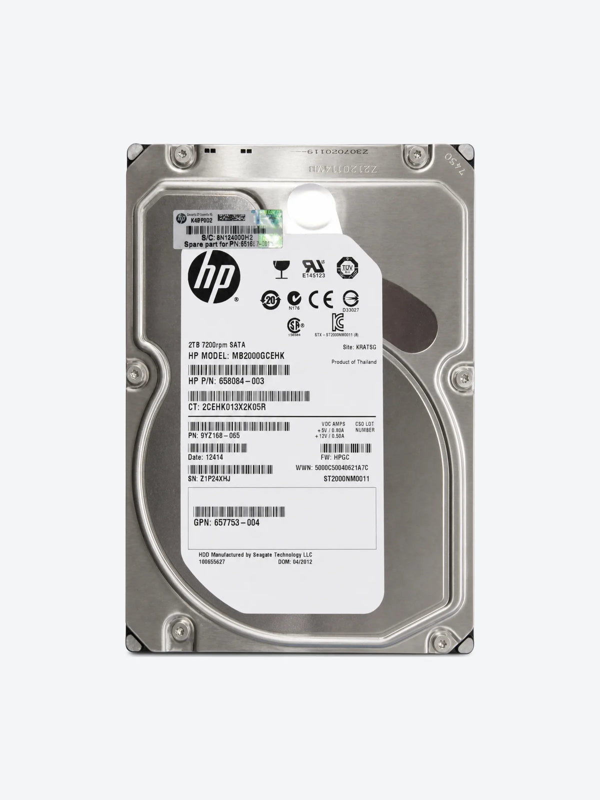 HP 2TB 6G SATA 3.5in NHP MDL HDD