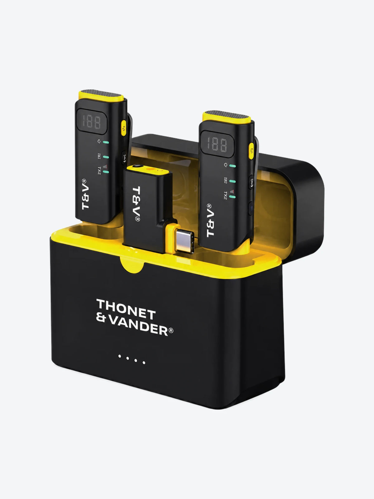 MICRÓFONO THONET &amp; VANDER VX390 INALÁMBRICO USB-C LAVALIER CON CUNA DE CARGA DOBLE HK096-03683 NEGRO