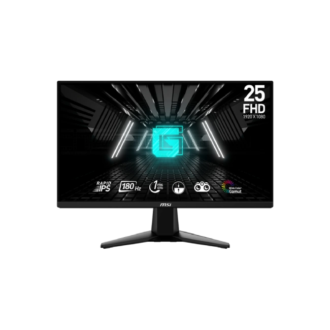 Monitor Gaming MSI 24.5" G255F 9S6-3BC01M-001 1920x1080 180Hz 1MS FreeSync FHD IPS Color Negro