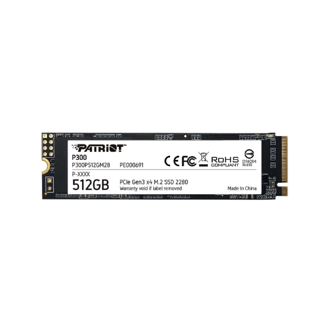 Disco Solido Interno Patriot P300 512GB M.2 2280 PCIE GEN3 X4 1700MB/S / 1100MB/S P300P512GM28-2