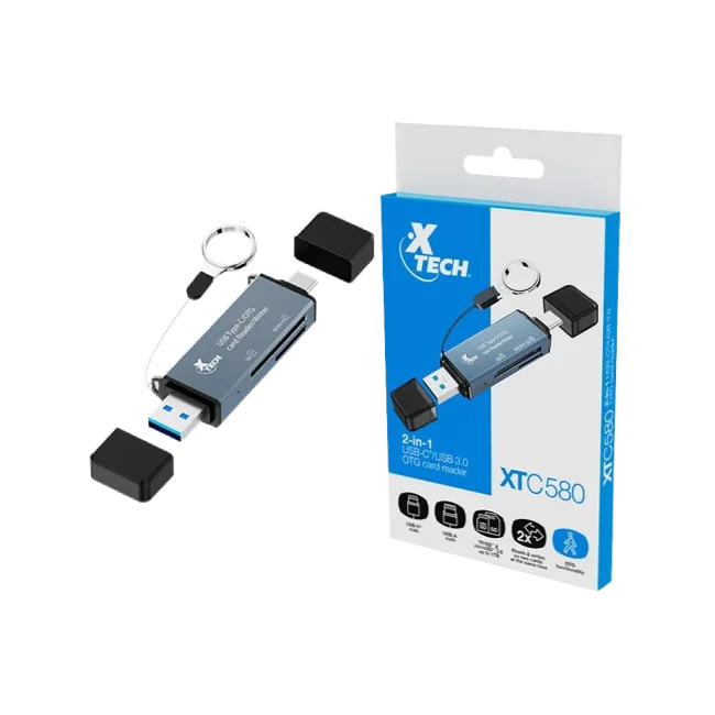 Xtech XTC-581 - Card reader - SD / MicroSD - USB 3.0/USB-C - - OTG card reader