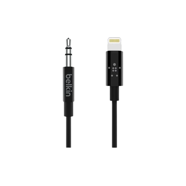 Belkin - Cable de Lightning a conector de auriculares - Lightning macho a mini-phone stereo 3.5 mm macho - 91.4 cm - negro-1