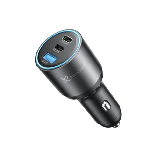 Klip Xtreme KCC-140 - Car power adapter - 140 Watt - 2 x 24 pin USB-C / 9 pin USB Type A - Cellular phone / Tablet - Car - Para Smartphones, tablets, small devices-4