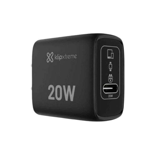 Klip Xtreme - Power converter / charger - 20 Watt - 24 pin USB-C - Cellular phone / Tablet - Wall - Para Smartphones, tablets, small devices