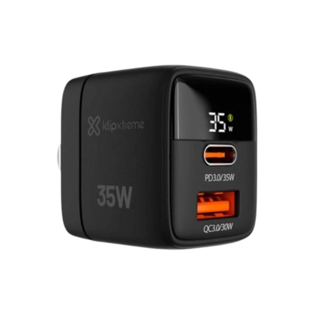 Klip Xtreme - Power converter / charger - 35 Watt - 24 pin USB-C / 9 pin USB Type A - Cellular phone / Tablet - Wall - Para Smartphones, tablets, small devices-3