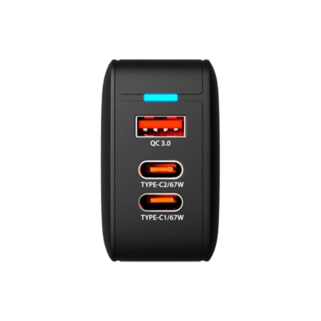 KX Wall Charger 67W KMC-500 2xUSB-C PD3.0 + USB-A QC3.0 GAN-2
