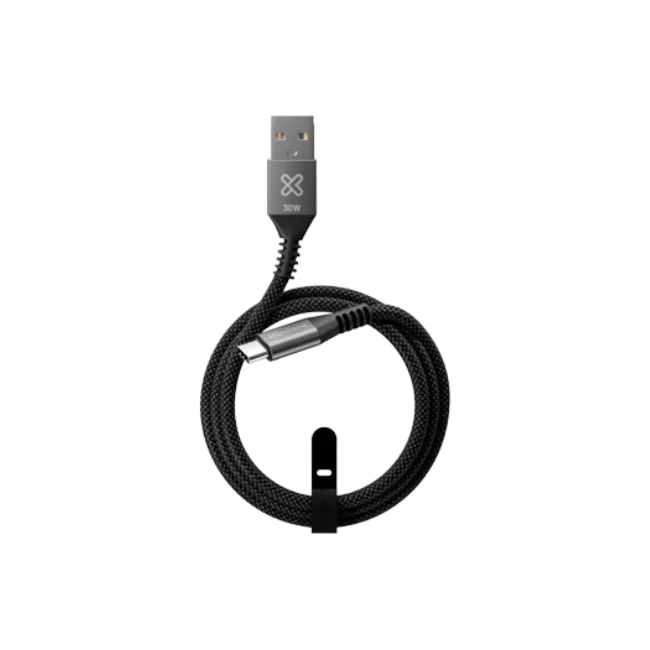 Klip Xtreme - USB cable - 24 pin USB-C - 9 pin USB Type A - 1.8 m - Black - 30W Braided Fast charging