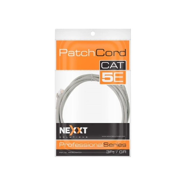 Nexxt - Cable de interconexión - RJ-45 (M) a RJ-45 (M) - 90 cm - UTP - CAT 5e - moldeado, trenzado - gris