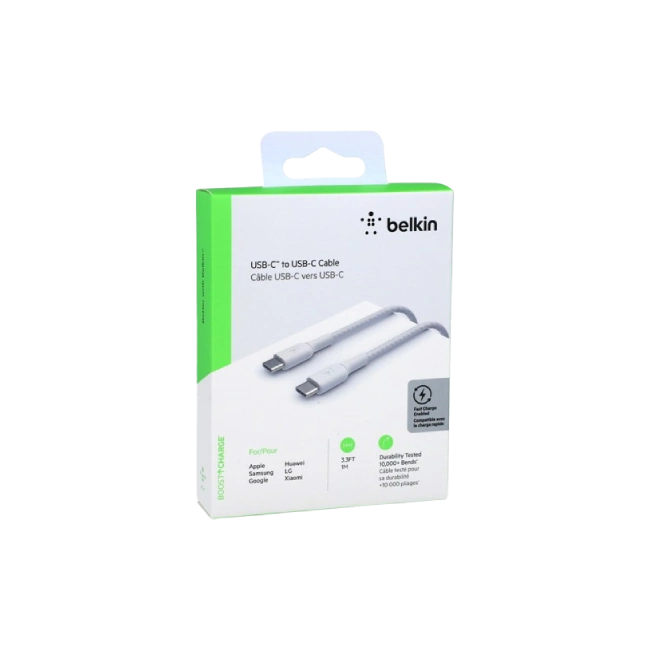 Belkin BoostCharge - Cable USB - 24 pin USB-C (M) a 24 pin USB-C (M) - 1 m - blanco