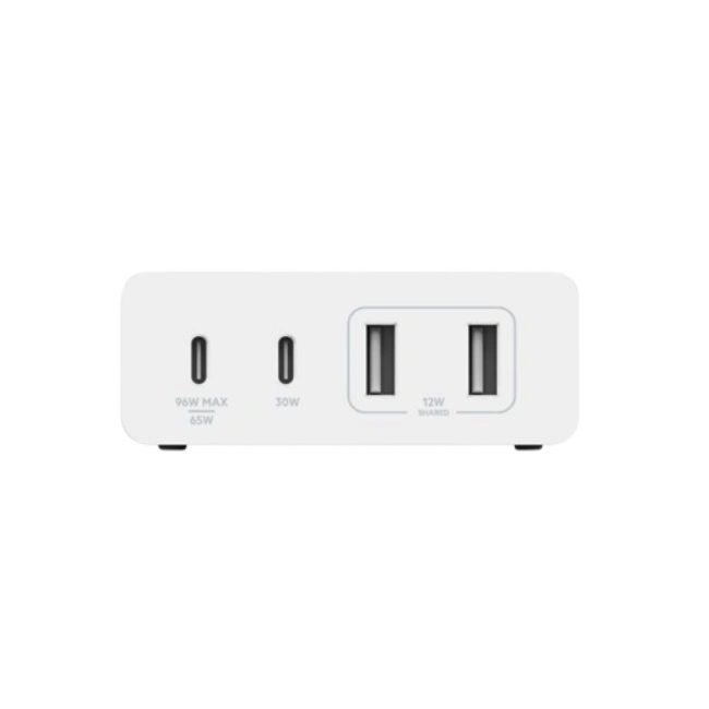 Belkin - Adaptador de corriente - tecnología GaN - 108 vatios - Fast Charge, PD 3.0 - 4 conectores de salida (2 x USB, 2 USB-C) - blanco